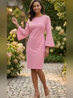 Eliza J Soft Pink Bell-Sleeve Shift Dress Sz. 8